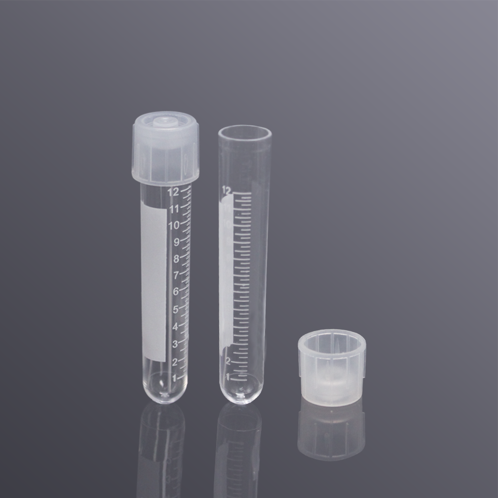 BS-PST-14-G-S1 14ml圆底试管/摇菌管, PS材质, 印刷刻度, 双凸位盖, 无菌, 独立包装