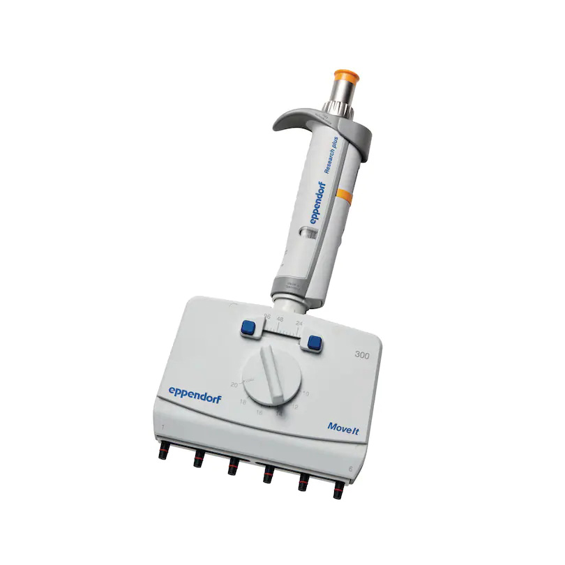 3125000168 Research plus Move It可调间距手动移液器 6通道 30-300μL 桔黄色 - Eppendorf/艾本德