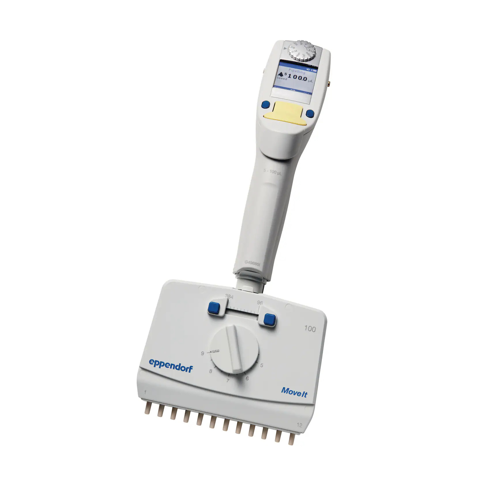 4861000795 Eppendorf Xplorer plus Move It 可调间距电动移液器, 12通道, 5 – 100 μL 淡黄色 - Eppendorf/艾本德