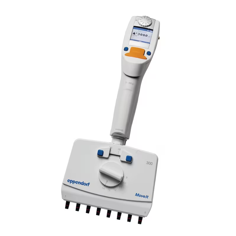 4861000818 Xplorer plus Move It 可调间距电动移液器8通道15–300uL桔黄色 - Eppendorf/艾本德