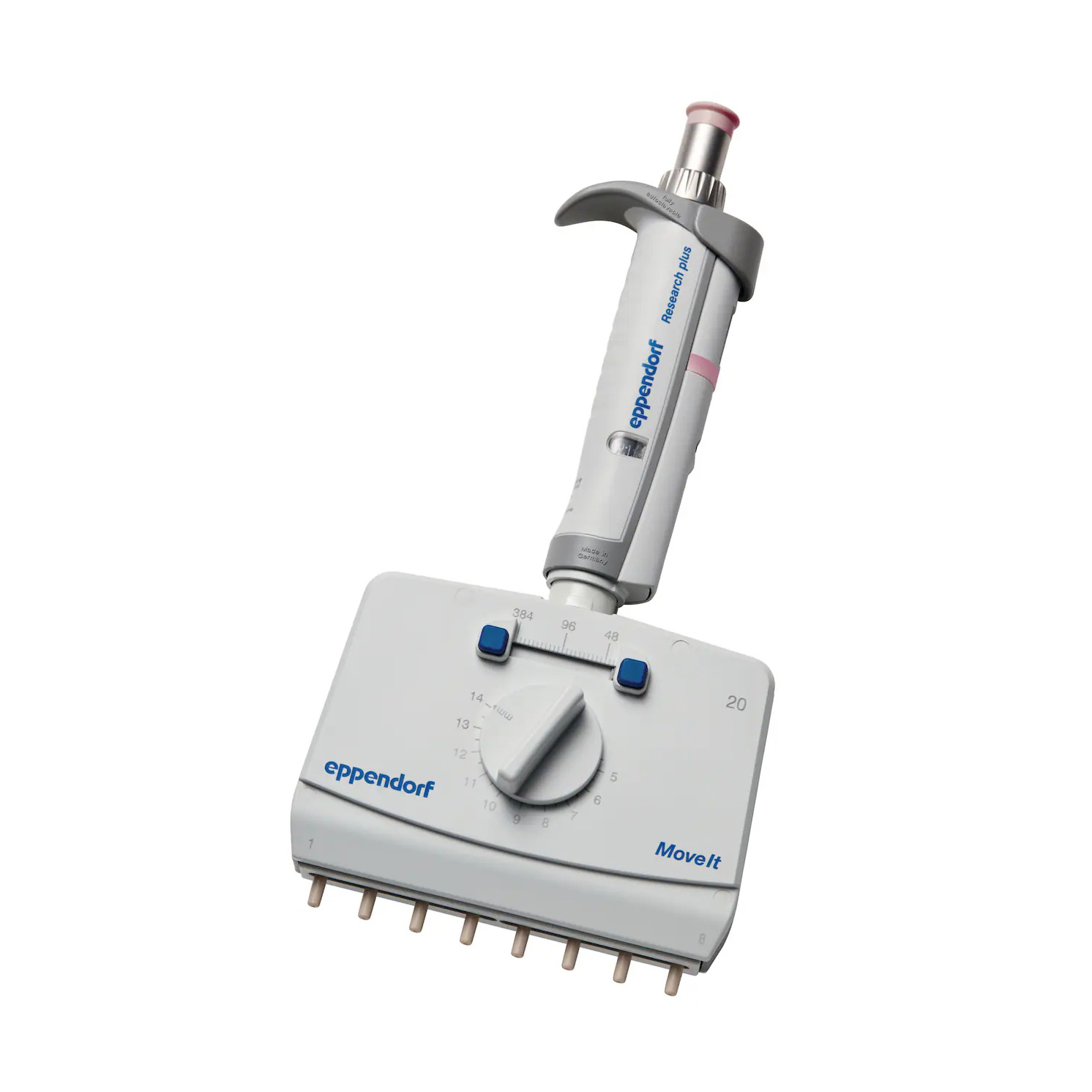 3125000117 Eppendorf Research Move It 可调间距手动移液器, 8通道 1-20ul淡粉色 - Eppendorf/艾本德