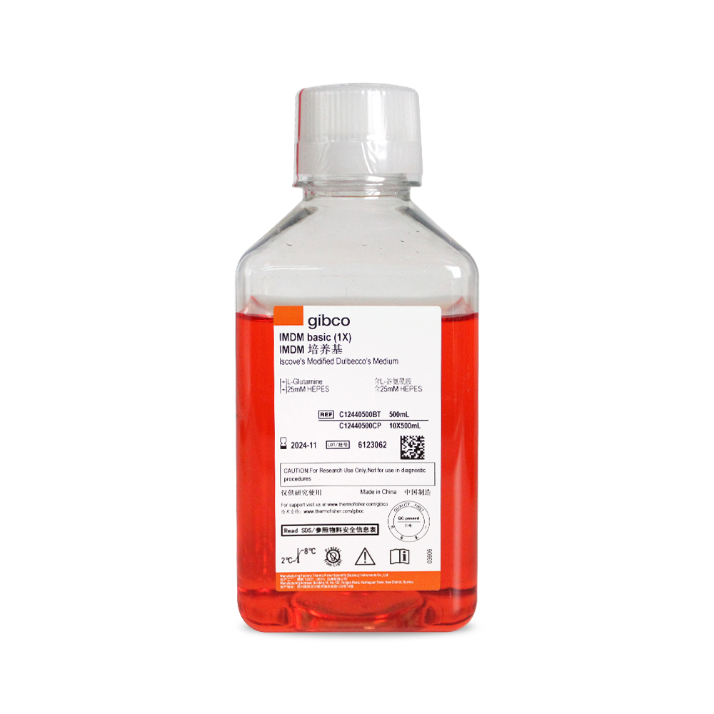C12440500BT 国产IMDM培养基（含L-谷氨酰胺，HEPES，丙酮酸钠） - Gibco
