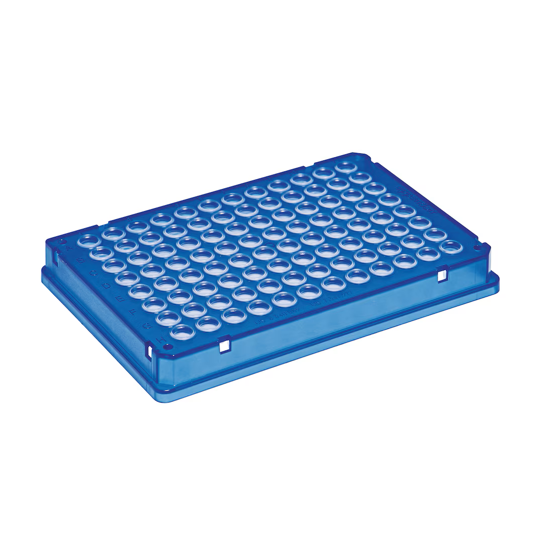 0030129318 twin.tec 96孔, 全裙边, 150 µL, PCR clean, 蓝色框, 透明管 - Eppendorf/艾本德