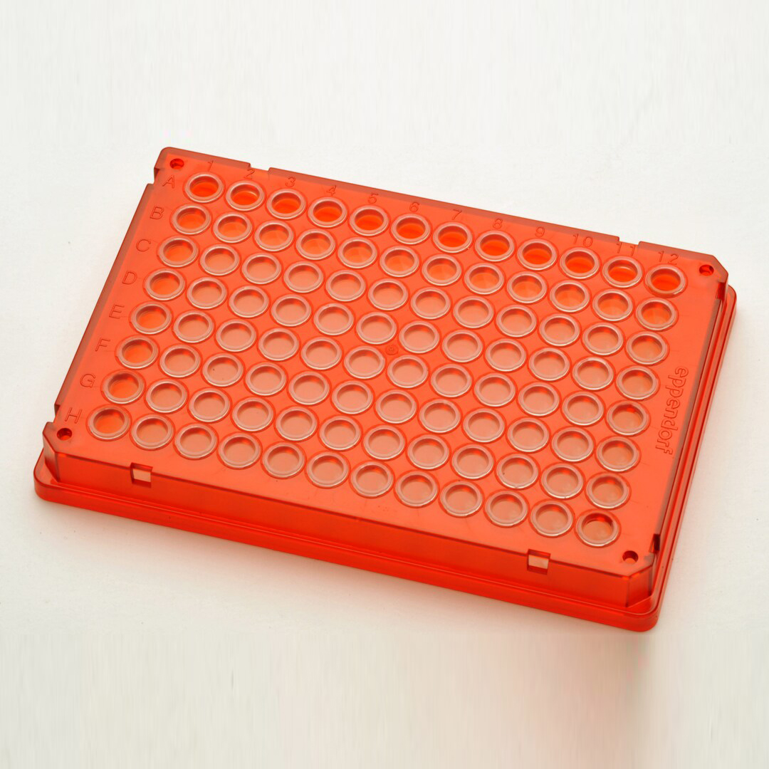 0030128850 twin.tec 96孔, 全裙边, 150 µL, PCR clean, 红色框, 透明管 - Eppendorf/艾本德