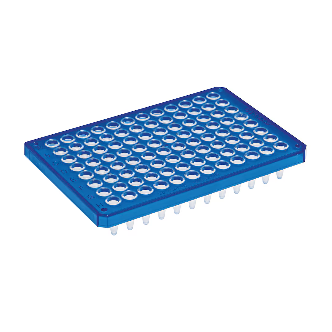 0030129334 twin.tec 96孔, 半裙边, 250 µL, PCR clean, 蓝色框, 透明管 - Eppendorf/艾本德