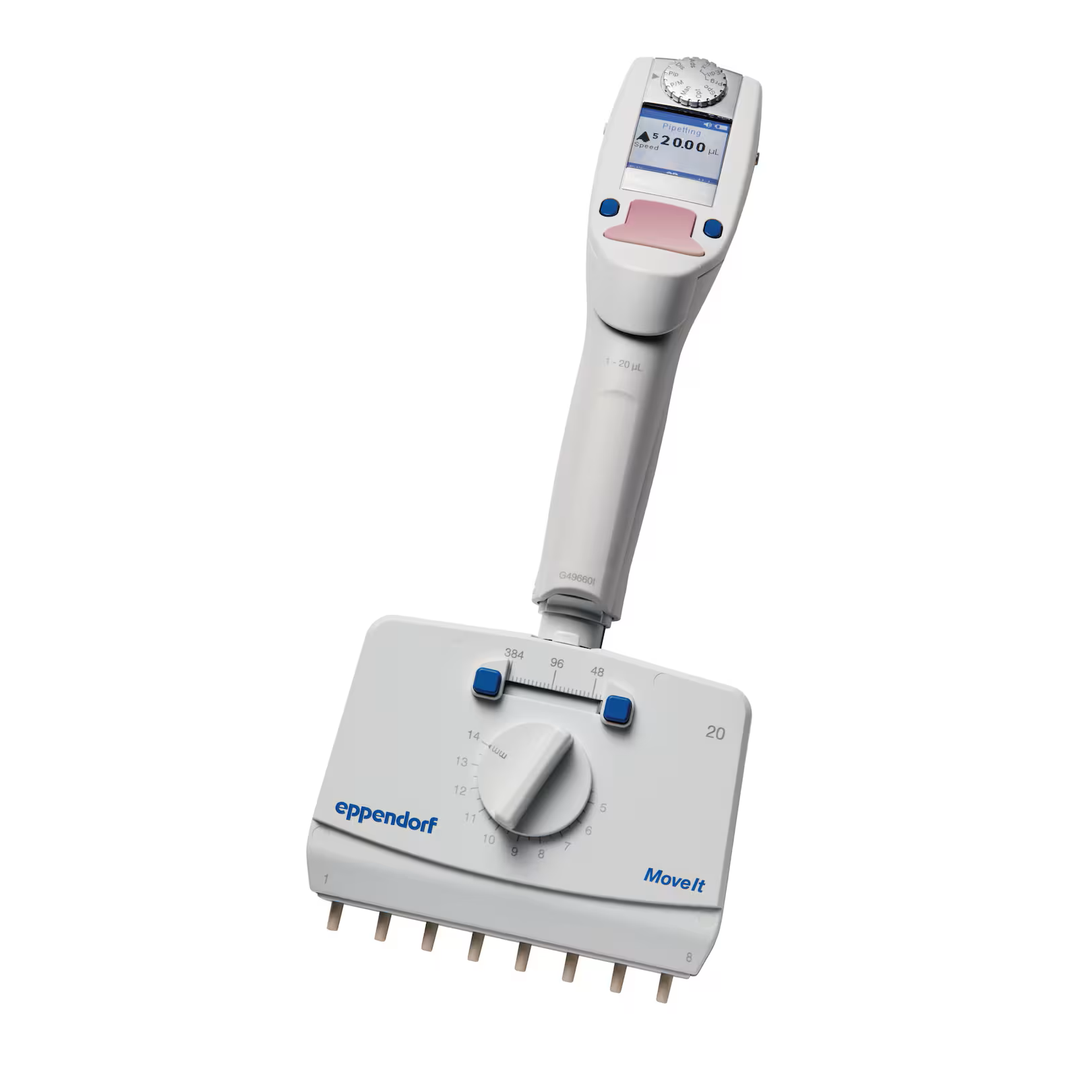 4861000781 Eppendorf Xplorer plus Move It®可调间距电动移液器, 8通道, 1 – 20ul, 淡粉色 - Eppendorf/艾本德