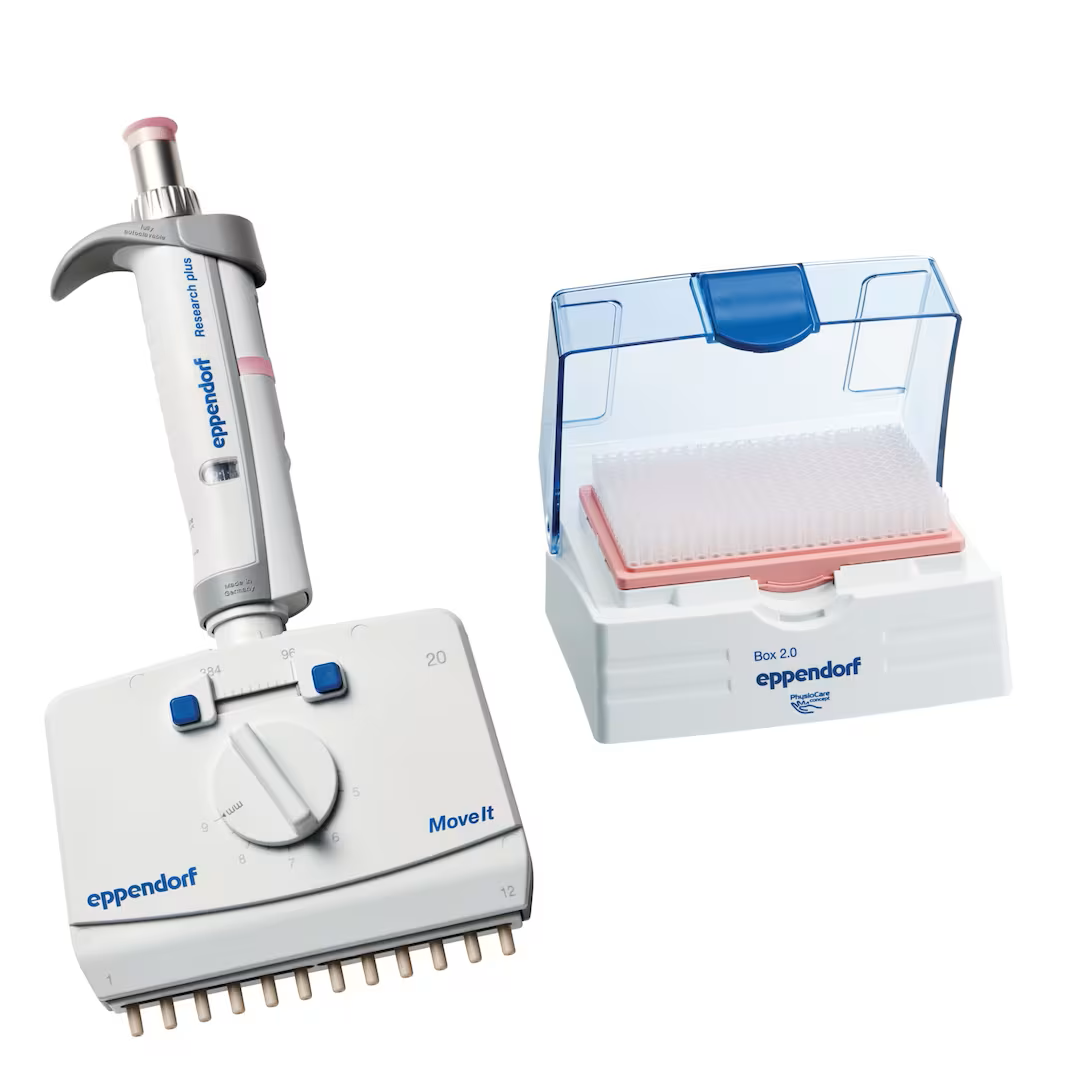 3125000125 Eppendorf Research plus Move It 可调间距手动移液器, 12通道, 1–20ul, 淡粉色 - Eppendorf/艾本德