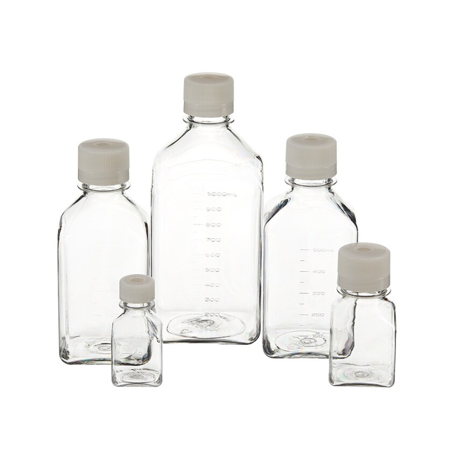 342023-0125 方形培养基瓶,125ml,PETG材质,带隔膜盖,无菌 - Nalgene