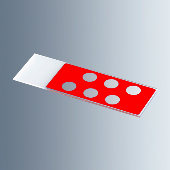1216524 显微镜载玻片，带反应孔，10×8mmΦ，带数字，红色 - Marienfeld