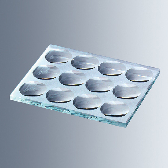 1405500 带空腔玻璃板，76 x 60 x 4 mm，12孔，16mmΦ - Marienfeld