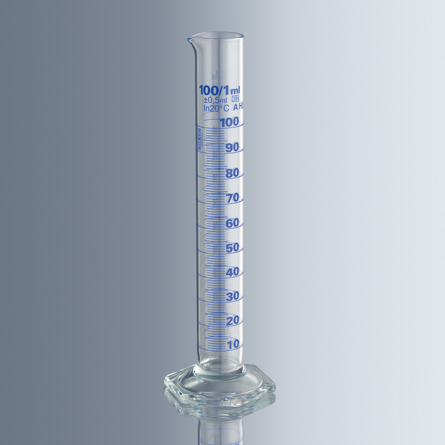 2106182 玻璃量筒，体积2000ml，精度20ml，A级，DE-M，带证书 - Marienfeld