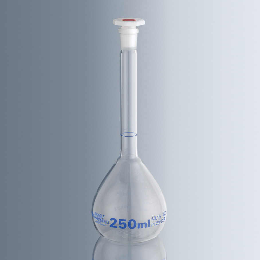 2332162 容量瓶，体积5ml，磨口 NS 7/16，塑料塞，A级，DE-M，带证书 - Marienfeld