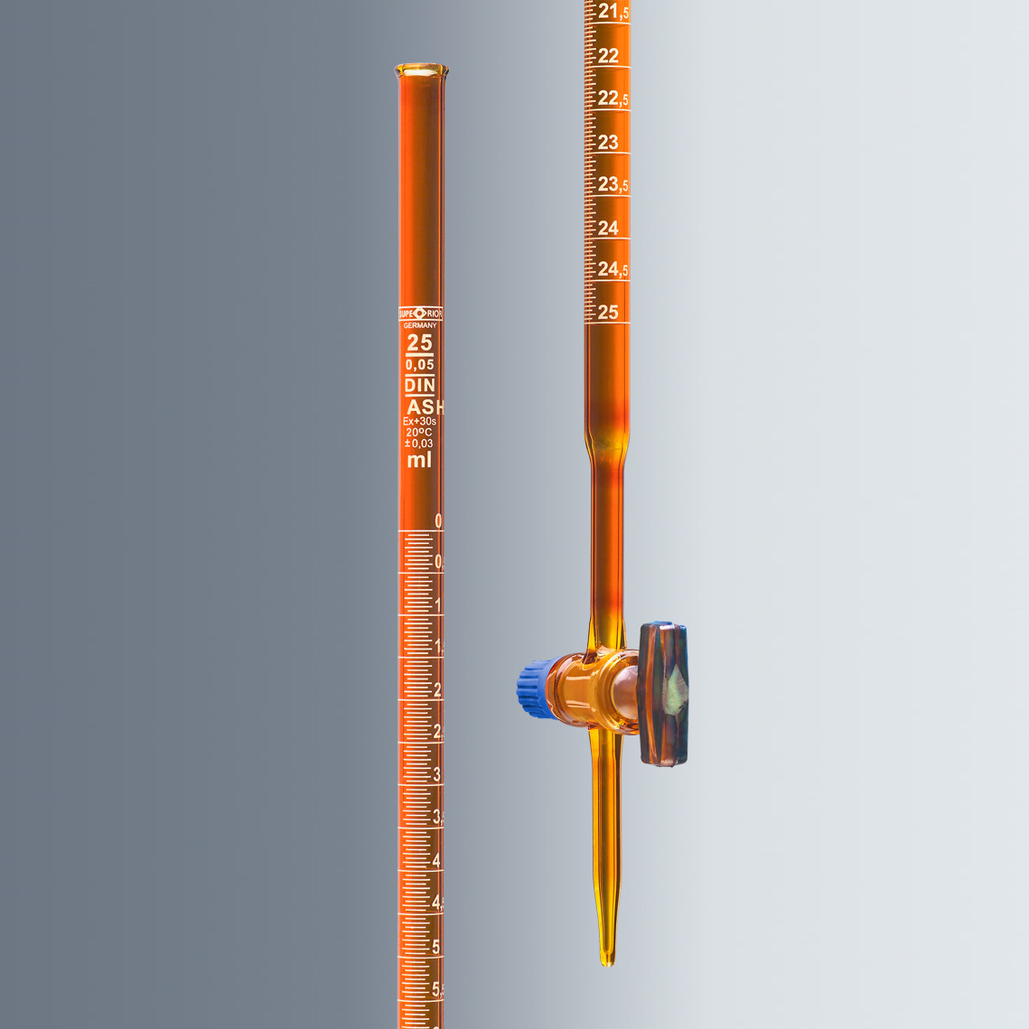 2426102 滴定管，棕色，体积10ml，PTFE栓塞，AS级 - Marienfeld