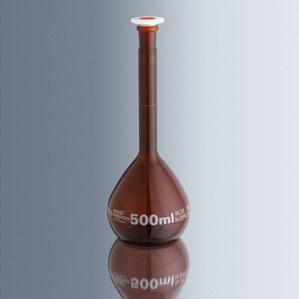 2333171 容量瓶，棕色，体积5ml，磨口 NS 10/19，塑料塞，A级 - Marienfeld