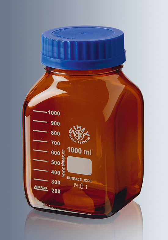 3667609 方形蓝盖试剂瓶，棕色，2000ml - Marienfeld