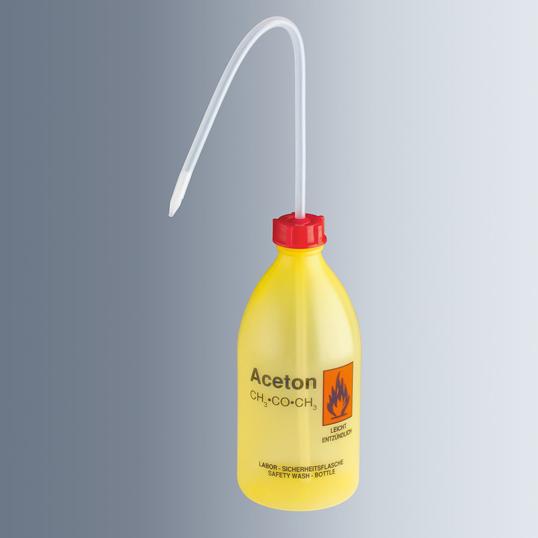 5402566 塑料洗瓶，1000ml，黄色，丙酮标识 - Marienfeld