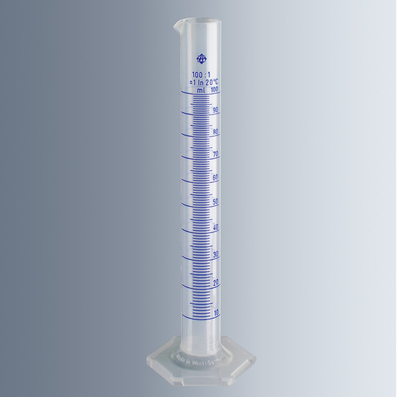 5500107 塑料量筒，体积100ml，精度1ml，B级 - Marienfeld