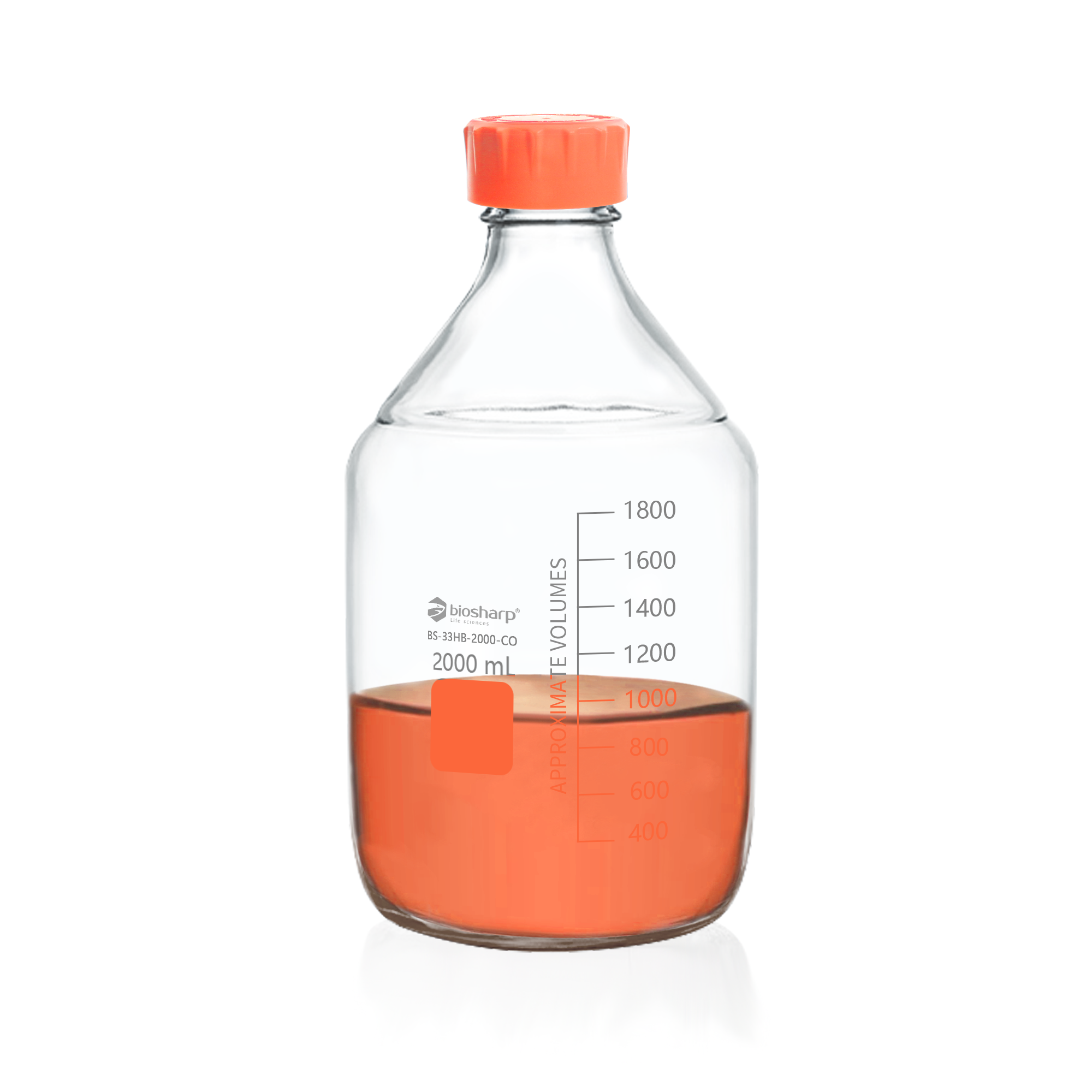 BS-33HB-2000-CO 2000ml试剂瓶,高硼硅,橙黄盖（玻璃） - Biosharp/白鲨