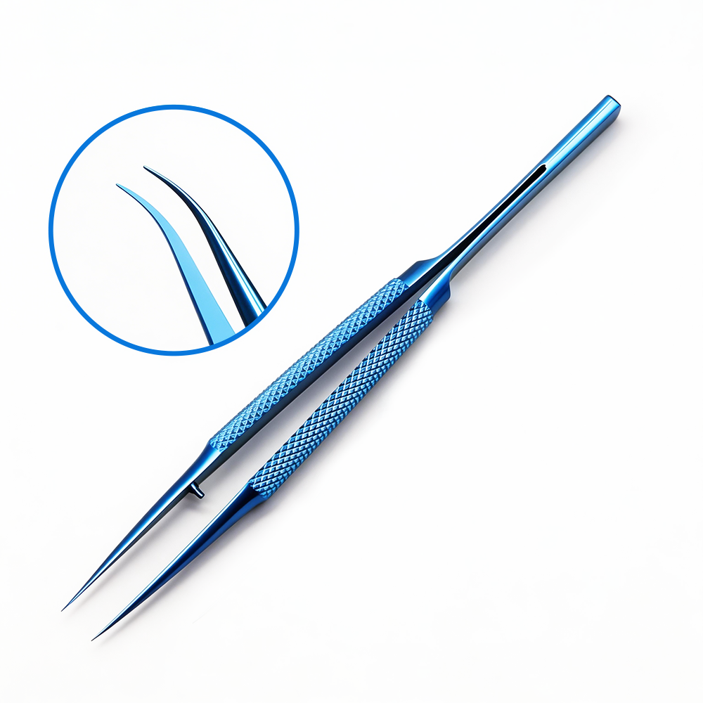 BS-ZER-C-018A 18cm尖弯头显微镊,钛合金 - Biosharp/白鲨