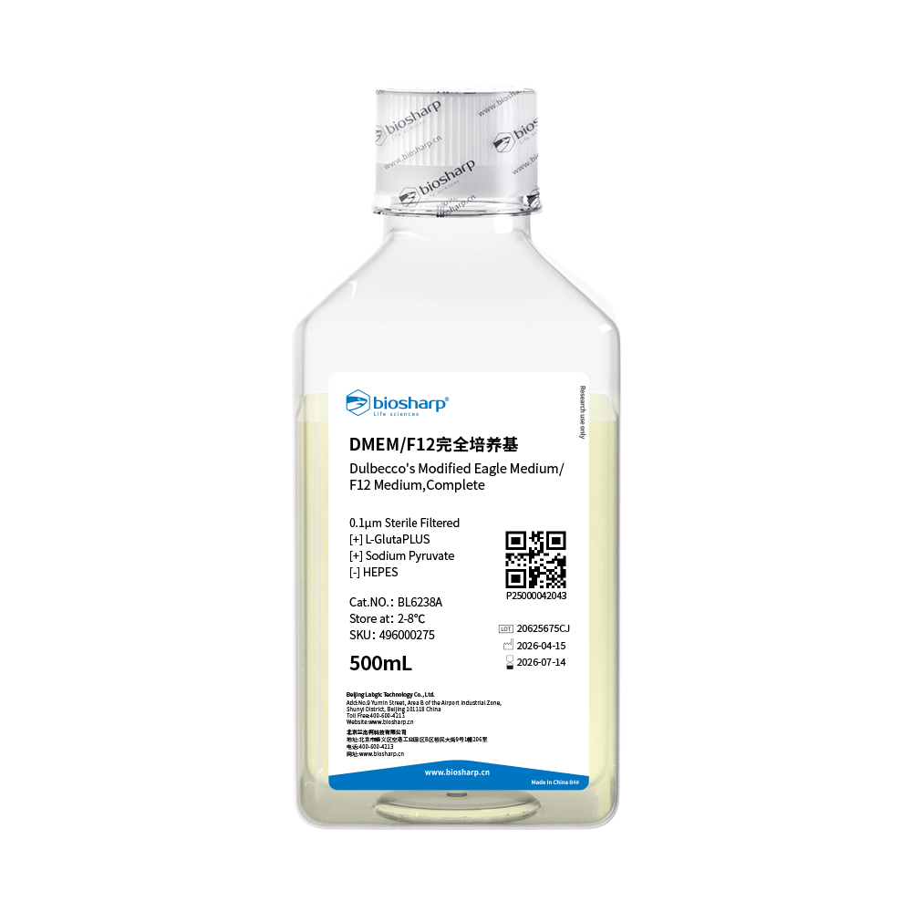 BL6238A DMEM/F12完全培养基（不含酚红，含GlutaPlus） - Biosharp/白鲨
