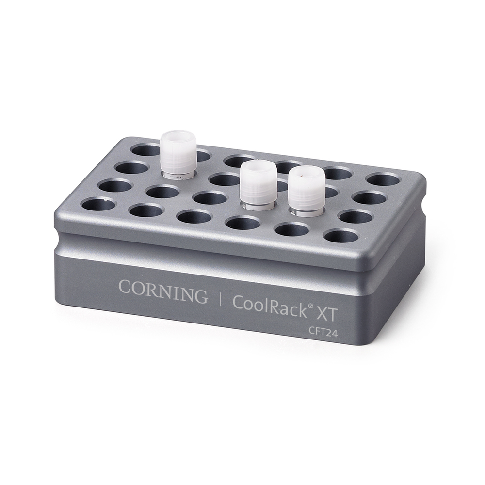 432050 CoolRack XT CFT24，适配24支冻存管或FACS管，孔带“手扣”，可单手操作 - Corning/康宁