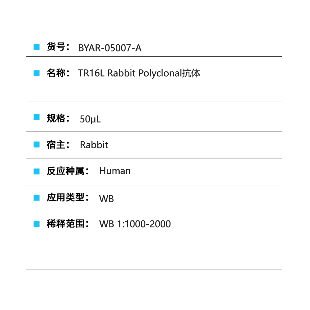 BYAR-05007-A TR16L Rabbit Polyclonal抗体