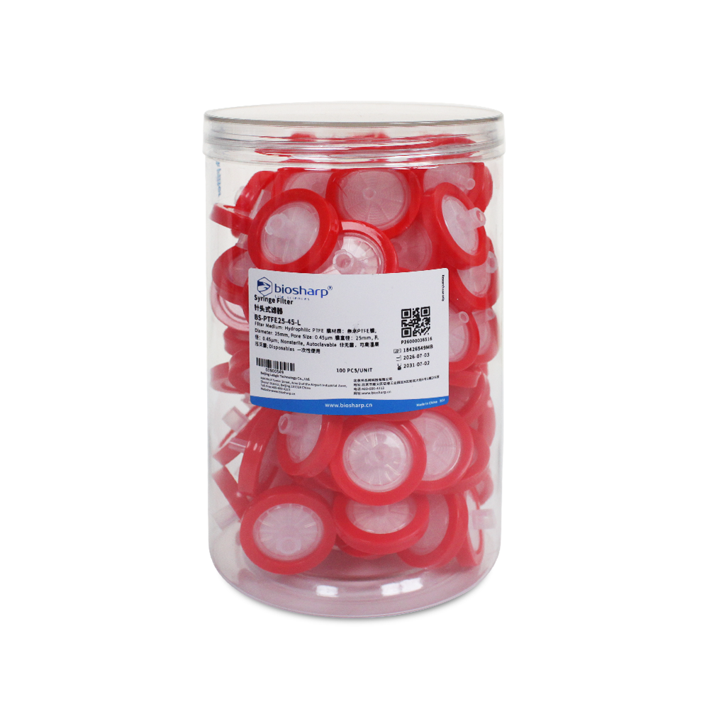 BS-PTFE25-45-L 25mm,0.45um一次性针头式滤器,非无菌,亲水PTFE膜 - Biosharp/白鲨