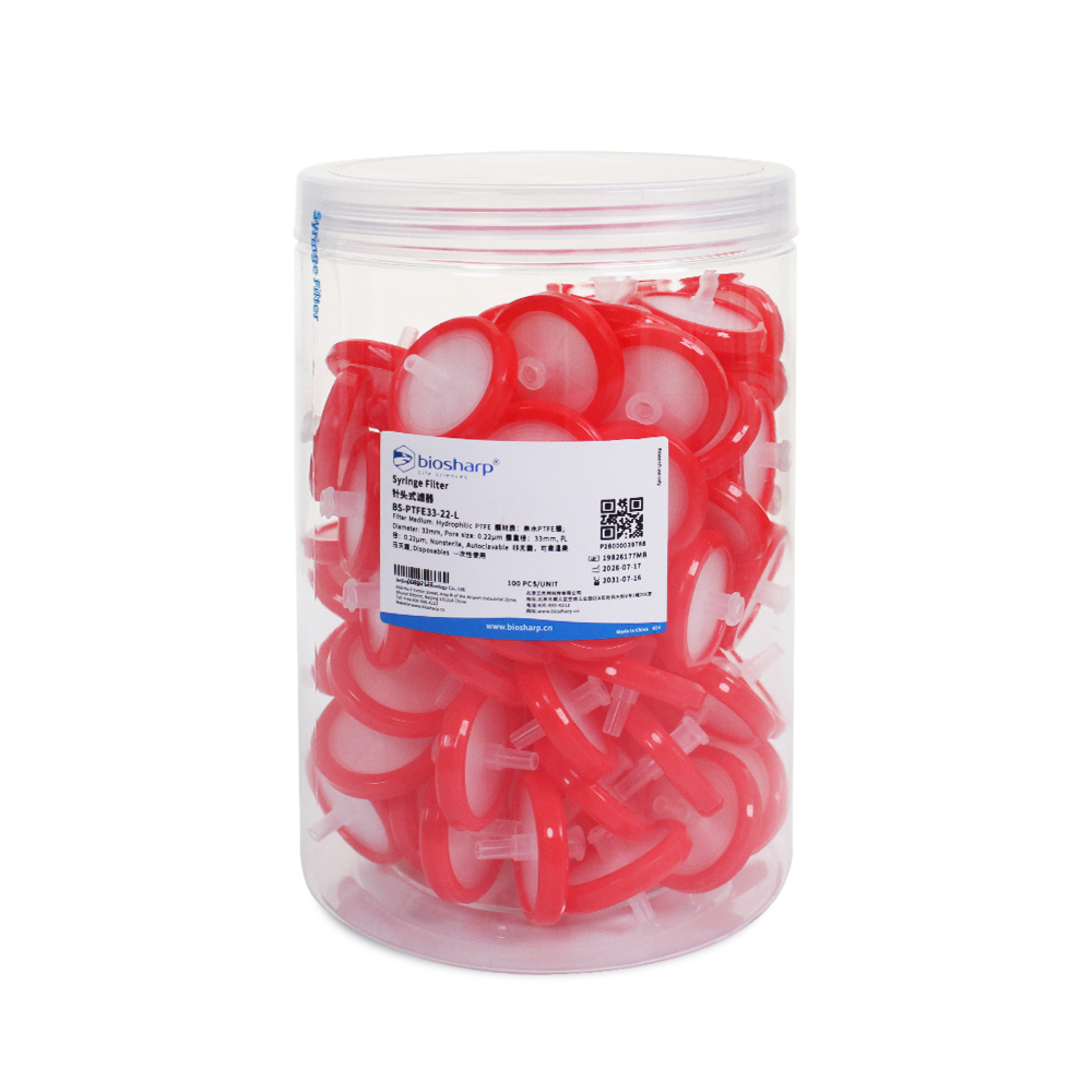 BS-PTFE33-22-L 33mm,0.22μm一次性针头式滤器,非无菌,亲水PTFE膜 - Biosharp/白鲨